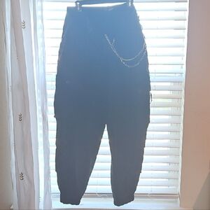 Fashion Nova Black Joggers with Chain Detail